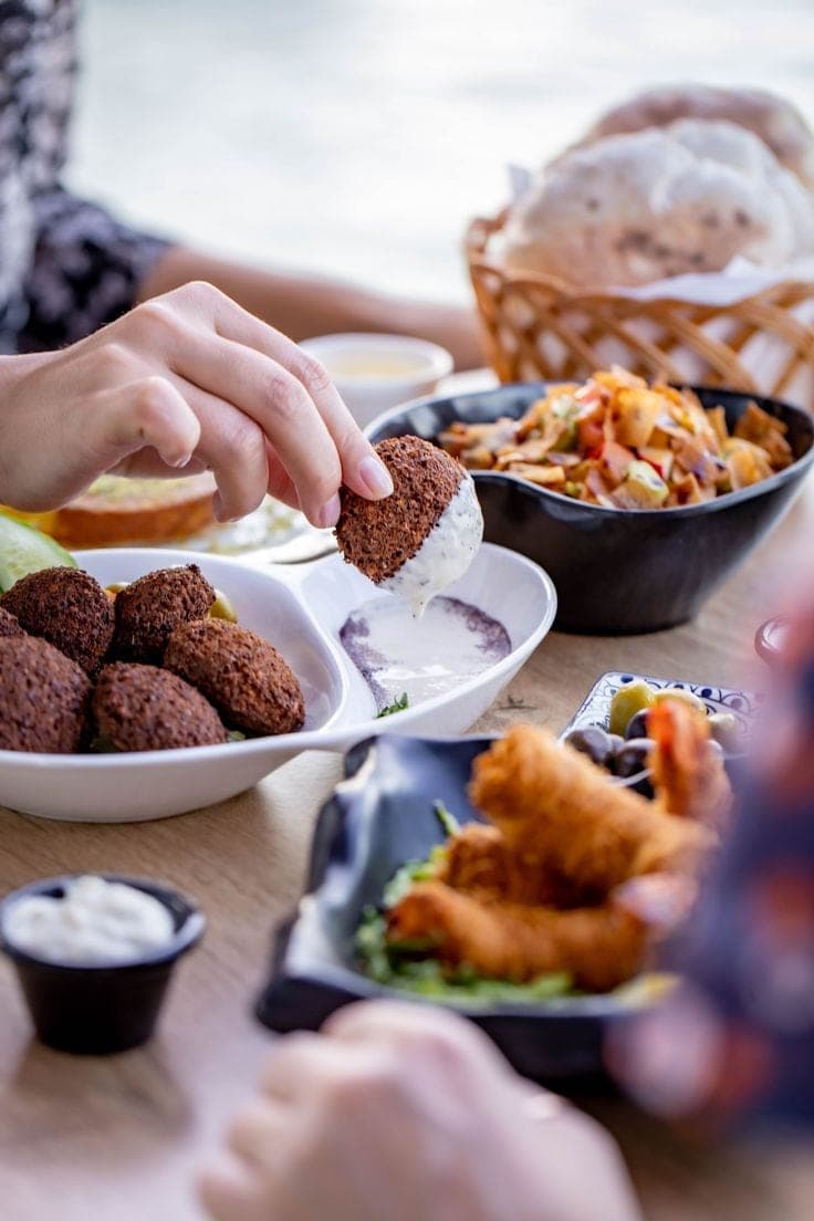 Falafel with tahini dip and fattoush salad